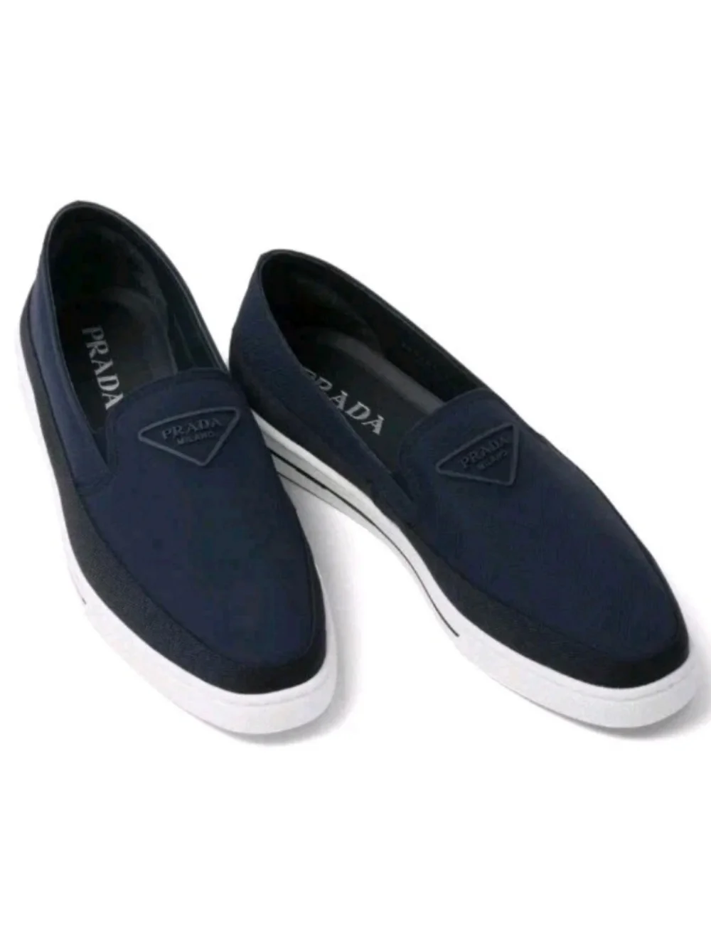 $1,020 PRADA Triangle Logo Slip-On Nylon Blue Sneakers UK 11 US 12 EU 45 BNIB